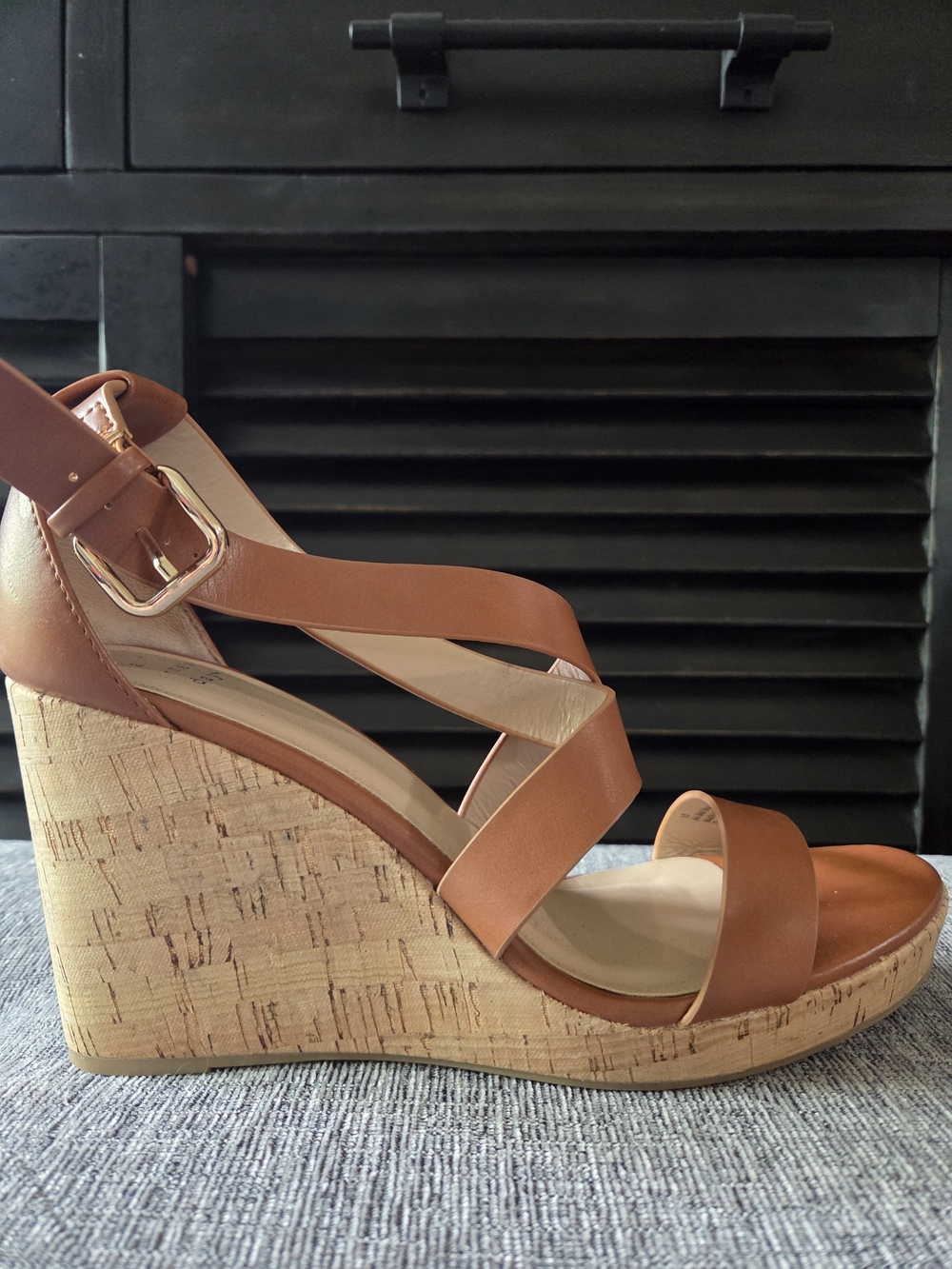 A New Day Womens Brown Ankle Strap Platform Wedge Heel Sandals Size 10